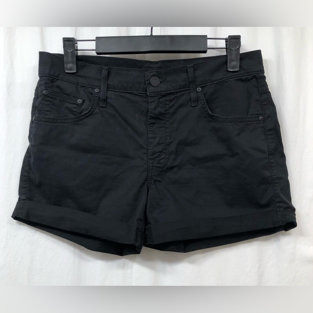 MOTHER Black Cuffed Denim Shorts